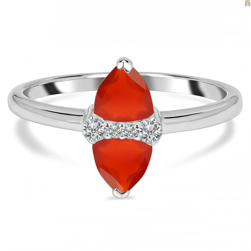 Red Onyx & White Topaz Ring ROX-RDR-2266.