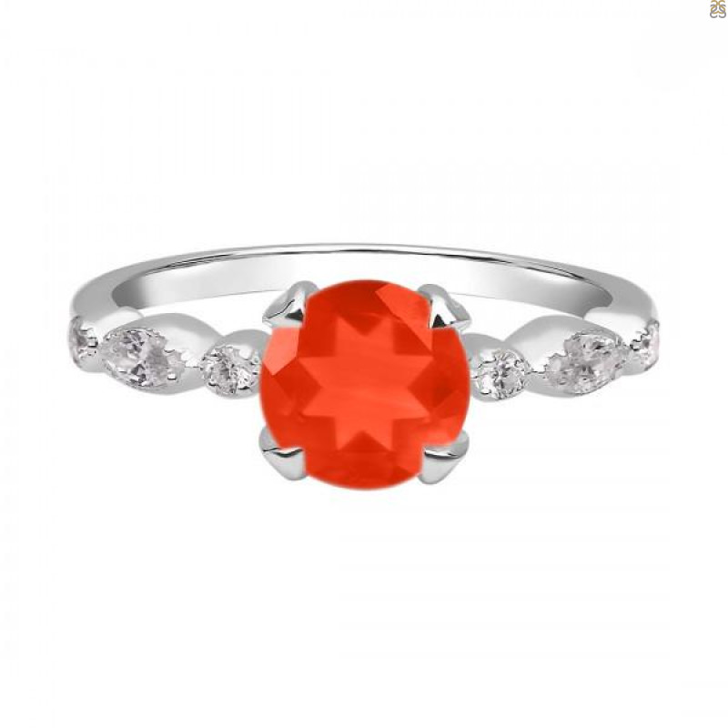 Red Onyx & White Topaz Ring ROX-RDR-2269.