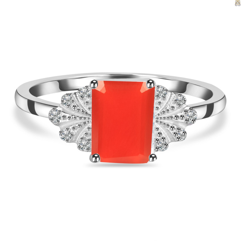 Red Onyx & White Topaz Ring ROX-RDR-2272.