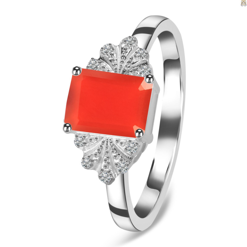 Red Onyx & White Topaz Ring ROX-RDR-2272.