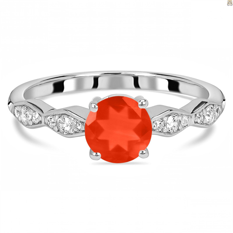 Red Onyx & White Topaz Ring ROX-RDR-2288.