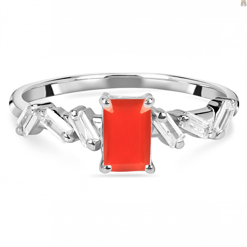 Red Onyx & White Topaz Ring ROX-RDR-2306.