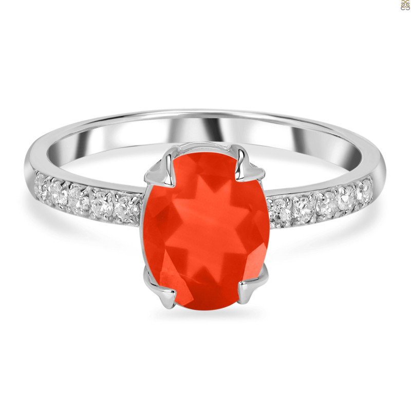 Red Onyx & White Topaz Ring ROX-RDR-2382.