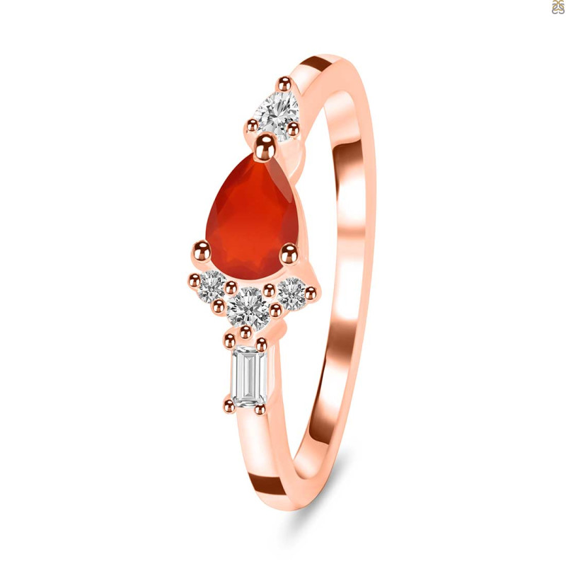 Red Onyx & White Topaz Ring ROX-RDR-2389.