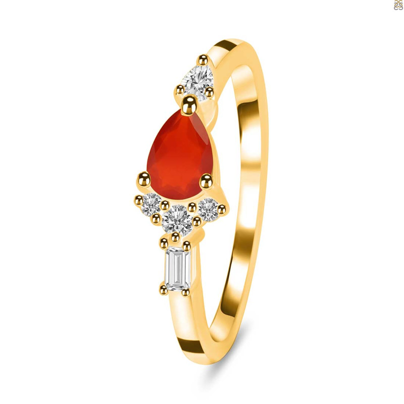 Red Onyx & White Topaz Ring ROX-RDR-2389.