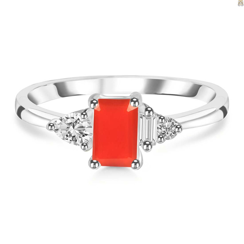 Red Onyx & White Topaz Ring ROX-RDR-2397.