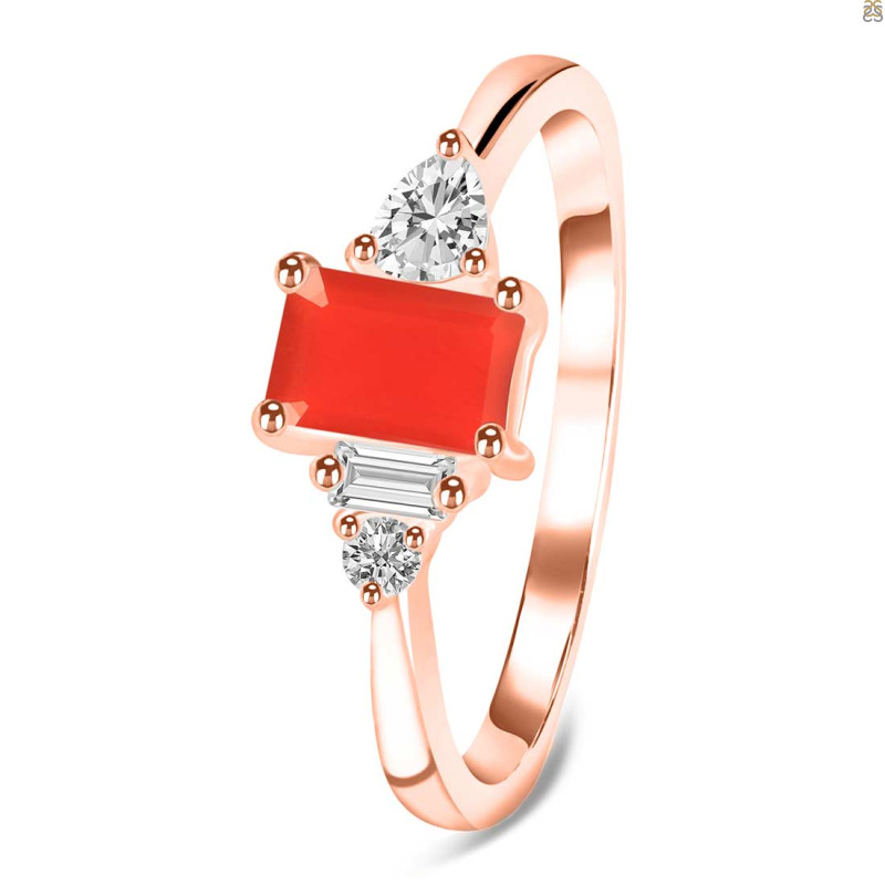 Red Onyx & White Topaz Ring ROX-RDR-2397.