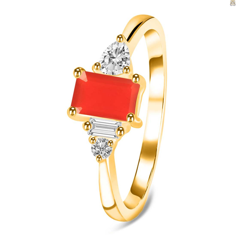 Red Onyx & White Topaz Ring ROX-RDR-2397.