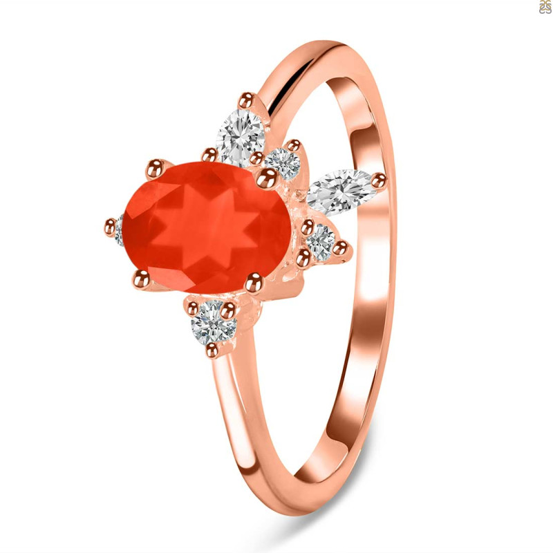 Red Onyx & White Topaz Ring ROX-RDR-2398.