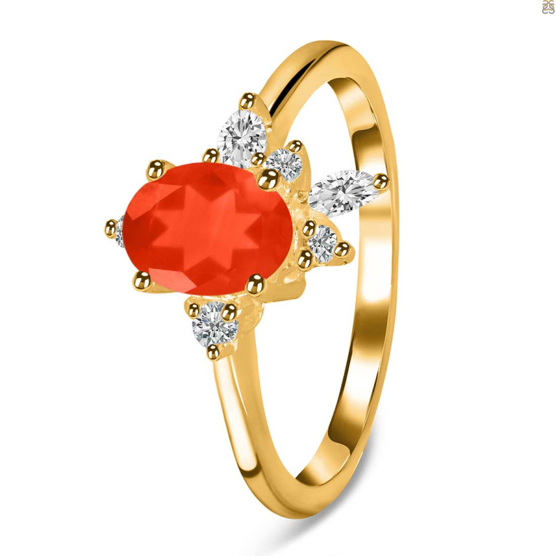 Red Onyx & White Topaz Ring ROX-RDR-2398.