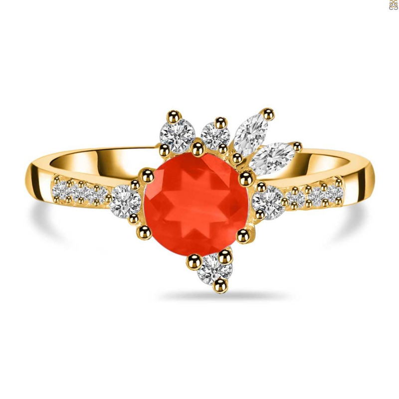 Red Onyx & White Topaz Ring ROX-RDR-2406.