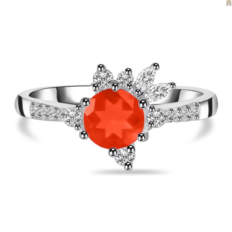 Red Onyx & White Topaz Ring ROX-RDR-2406.