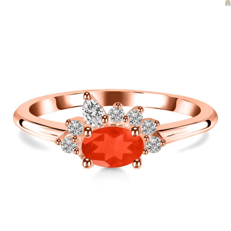 Red Onyx & White Topaz Ring ROX-RDR-2418.