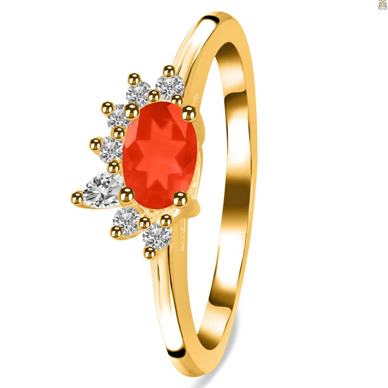 Red Onyx & White Topaz Ring ROX-RDR-2418.