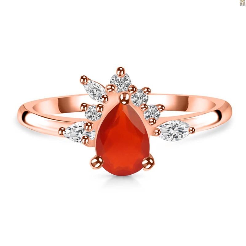 Red Onyx & White Topaz Ring ROX-RDR-2431.