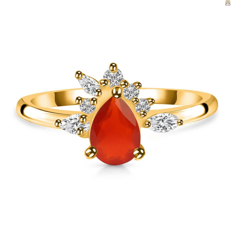 Red Onyx & White Topaz Ring ROX-RDR-2431.