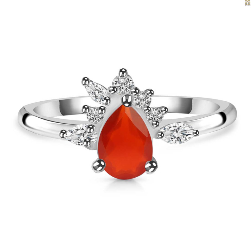 Red Onyx & White Topaz Ring ROX-RDR-2431.