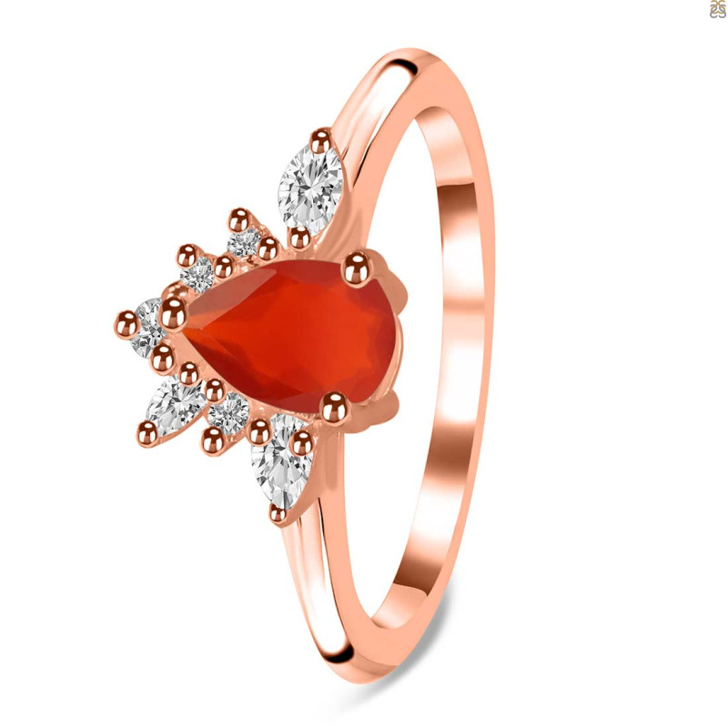 Red Onyx & White Topaz Ring ROX-RDR-2431.