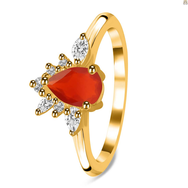 Red Onyx & White Topaz Ring ROX-RDR-2431.