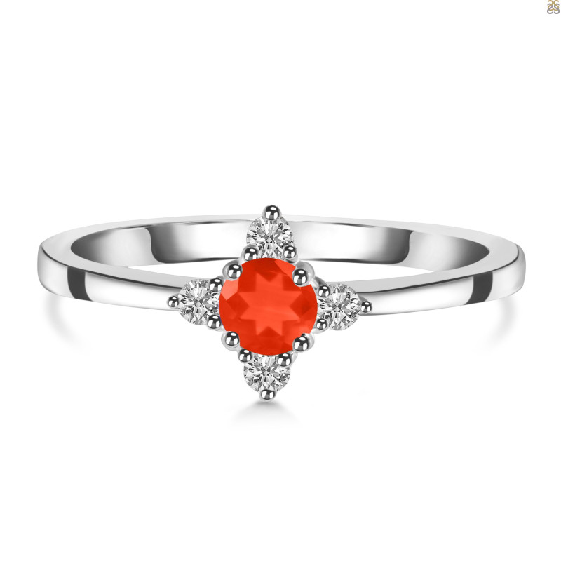 Red Onyx & White Topaz Ring ROX-RDR-2541.