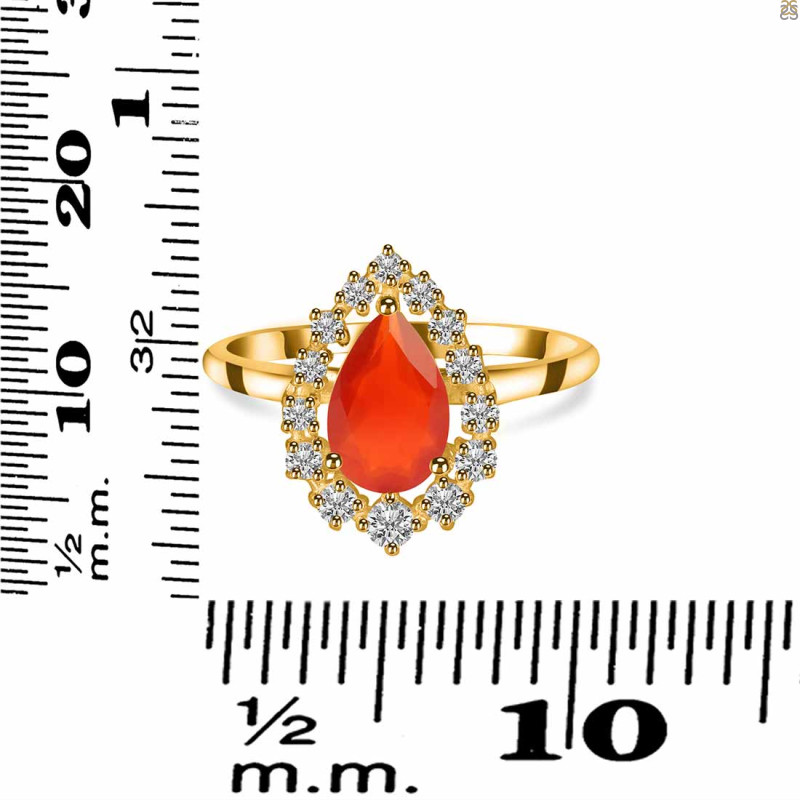 Red Onyx & White Topaz Ring ROX-RDR-2770.