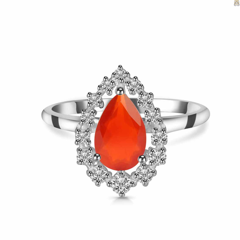Red Onyx & White Topaz Ring ROX-RDR-2770.