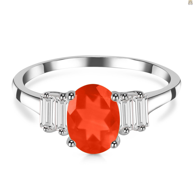 Red Onyx & White Topaz Ring ROX-RDR-2861.