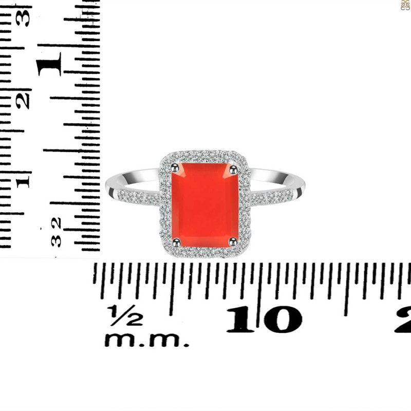 Red Onyx & White Topaz Ring ROX-RDR-3071.