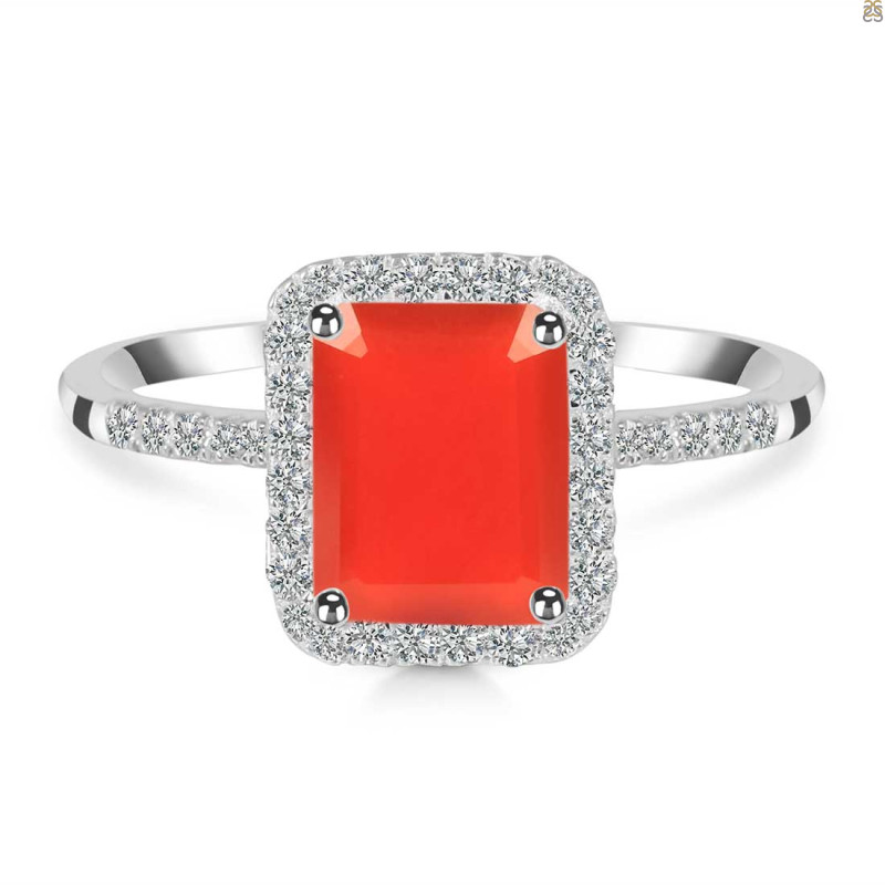 Red Onyx & White Topaz Ring ROX-RDR-3071.