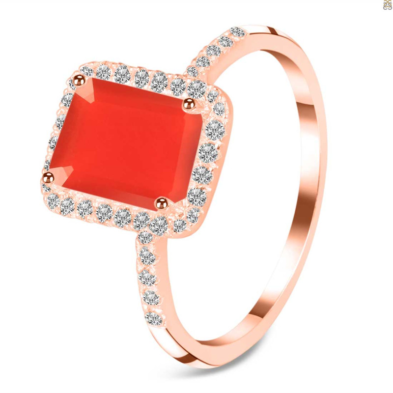 Red Onyx & White Topaz Ring ROX-RDR-3071.