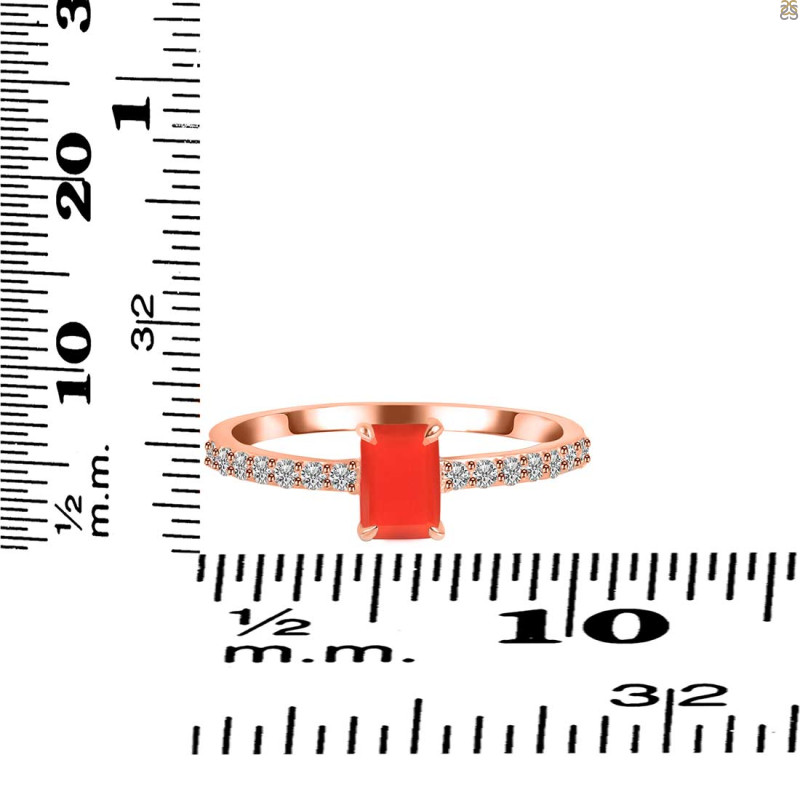 Red Onyx & White Topaz Ring ROX-RDR-3118.
