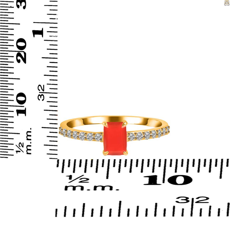 Red Onyx & White Topaz Ring ROX-RDR-3118.