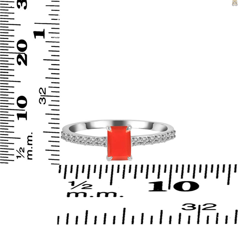 Red Onyx & White Topaz Ring ROX-RDR-3118.