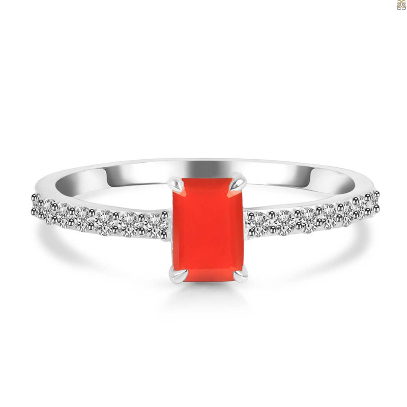 Red Onyx & White Topaz Ring ROX-RDR-3118.