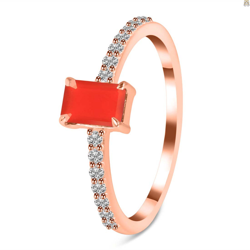Red Onyx & White Topaz Ring ROX-RDR-3118.