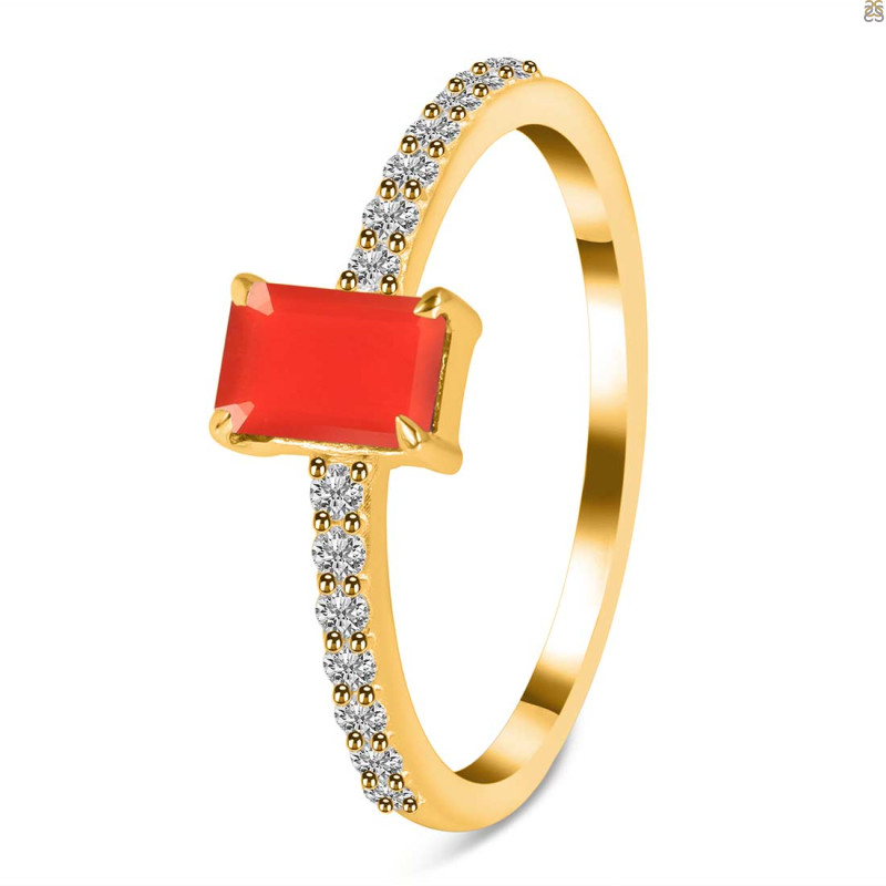 Red Onyx & White Topaz Ring ROX-RDR-3118.