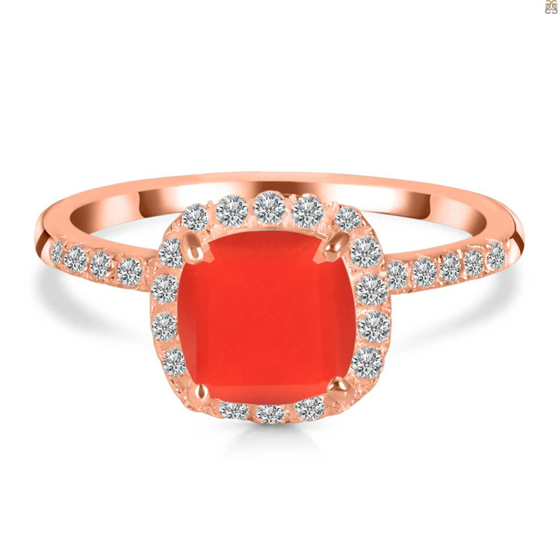 Red Onyx & White Topaz Ring ROX-RDR-3119.