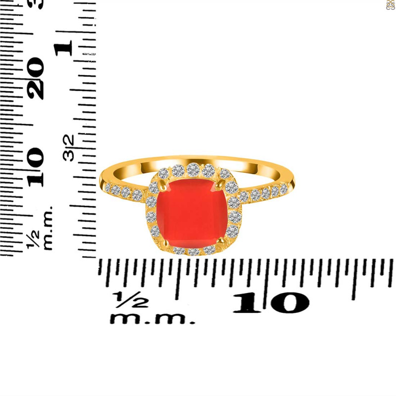 Red Onyx & White Topaz Ring ROX-RDR-3119.