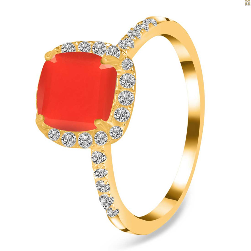 Red Onyx & White Topaz Ring ROX-RDR-3119.