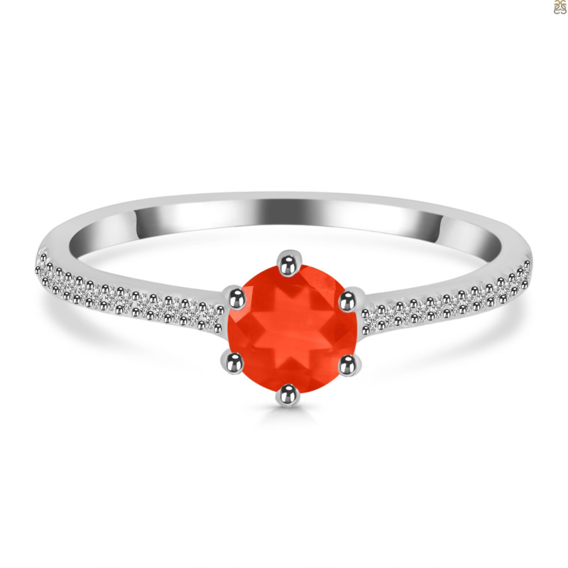 Red Onyx & White Topaz Ring ROX-RDR-3143.