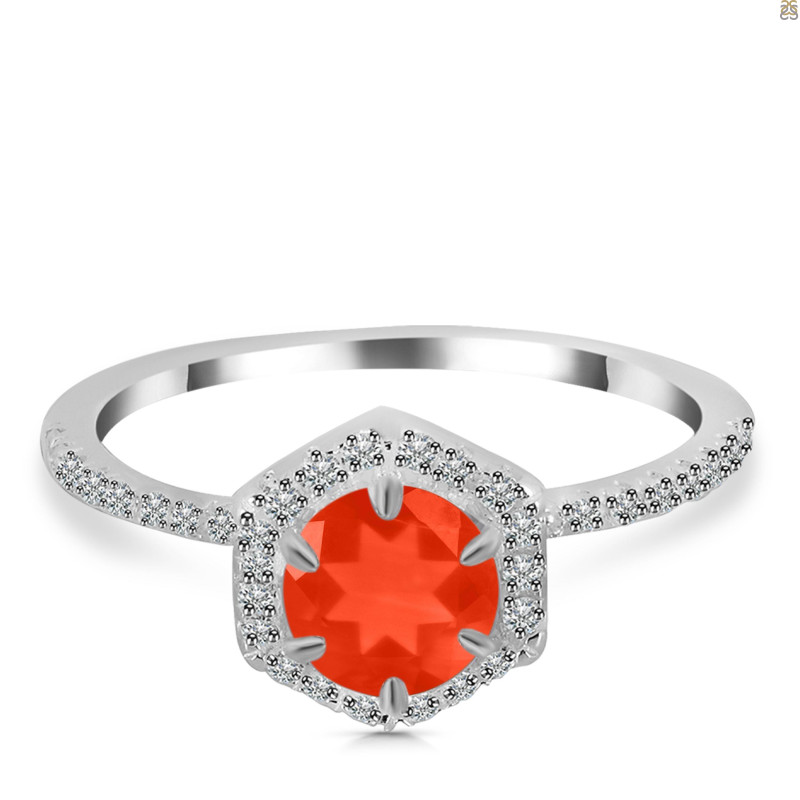 Red Onyx & White Topaz Ring ROX-RDR-3146.