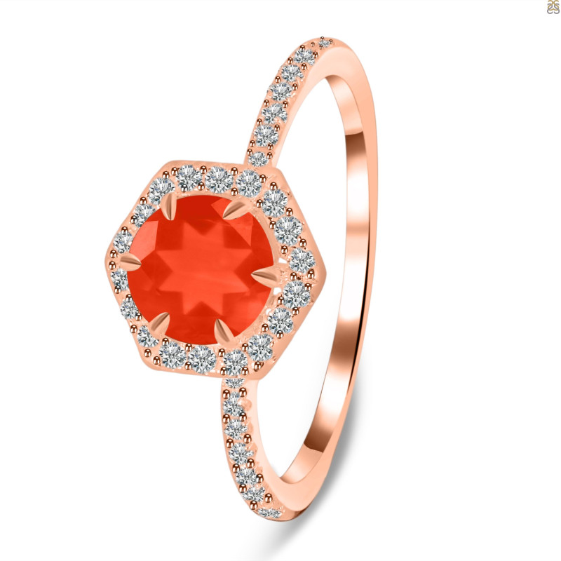 Red Onyx & White Topaz Ring ROX-RDR-3146.