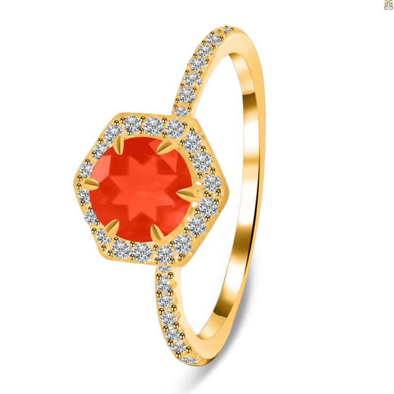 Red Onyx & White Topaz Ring ROX-RDR-3146.