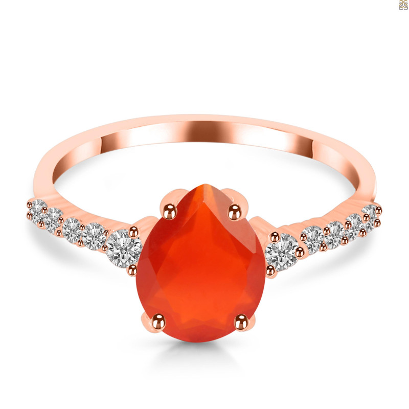 Red Onyx & White Topaz Ring ROX-RDR-3148.
