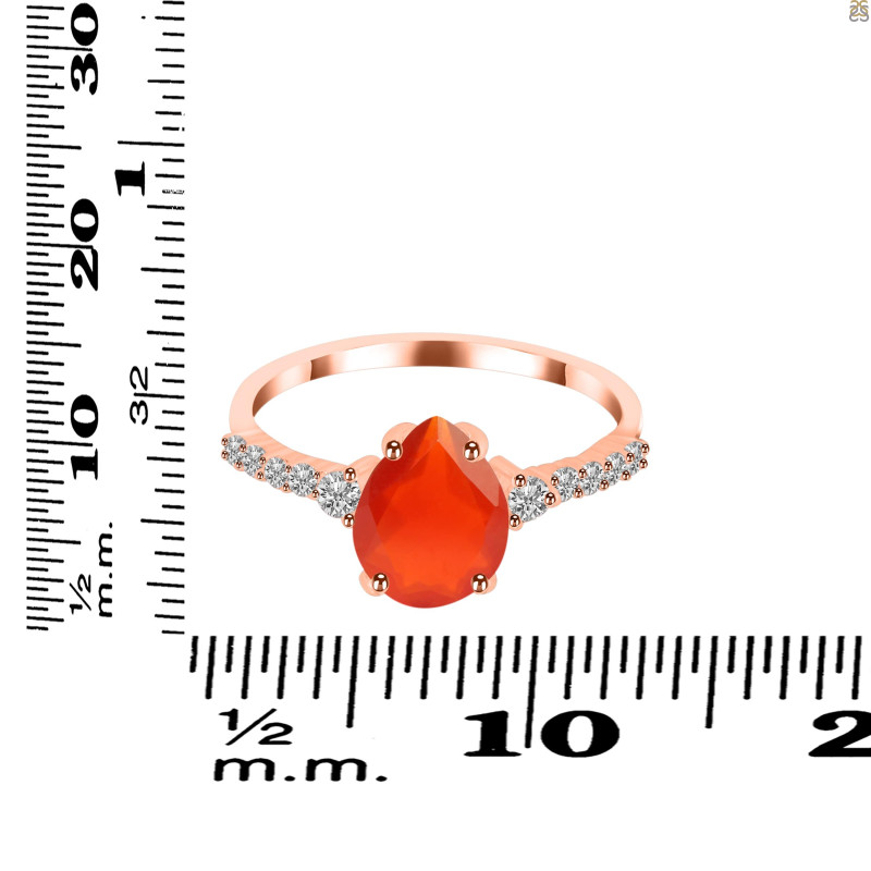 Red Onyx & White Topaz Ring ROX-RDR-3148.