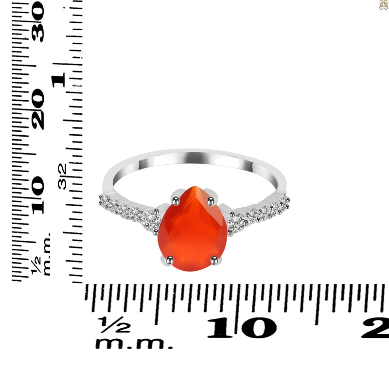 Red Onyx & White Topaz Ring ROX-RDR-3148.