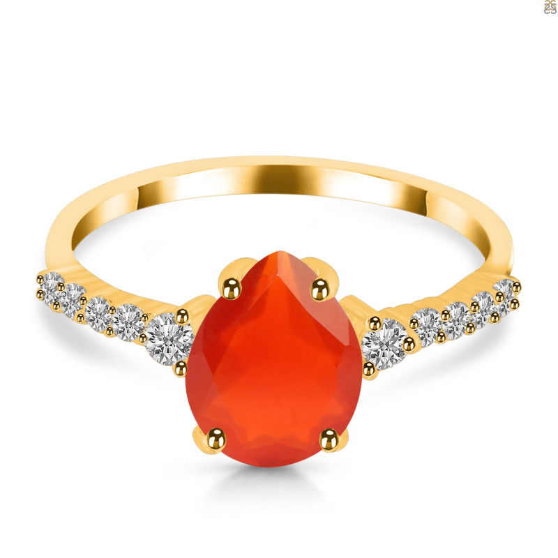 Red Onyx & White Topaz Ring ROX-RDR-3148.
