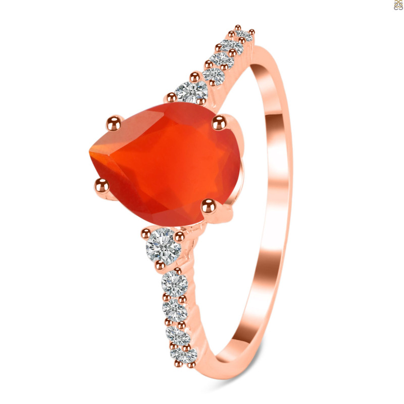 Red Onyx & White Topaz Ring ROX-RDR-3148.