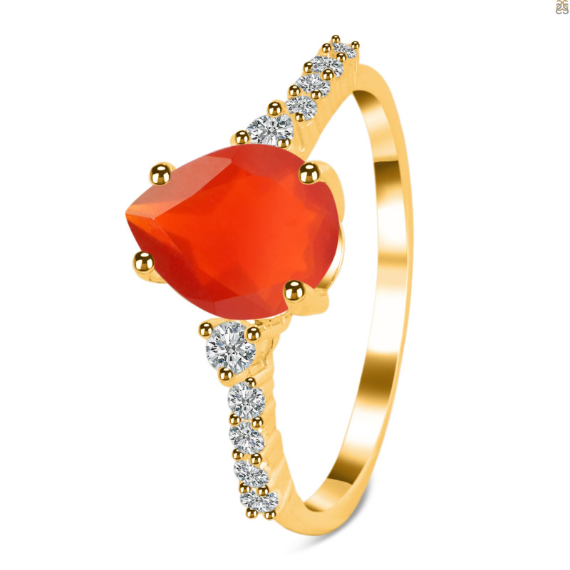 Red Onyx & White Topaz Ring ROX-RDR-3148.