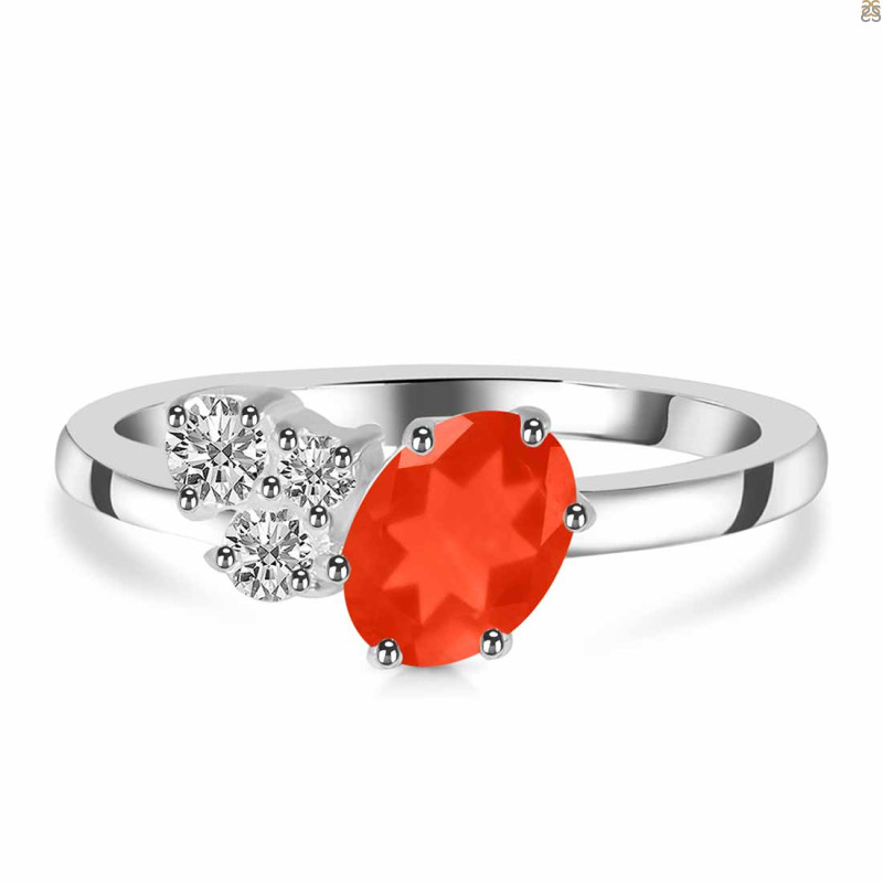 Red Onyx & White Topaz Ring ROX-RDR-3153.